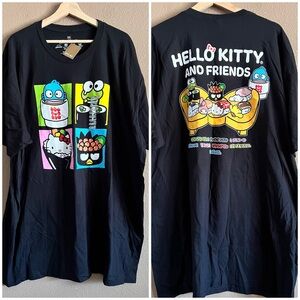 Hello Kitty and Friends Sushi Print Black T-Shirt Size 3X NWT